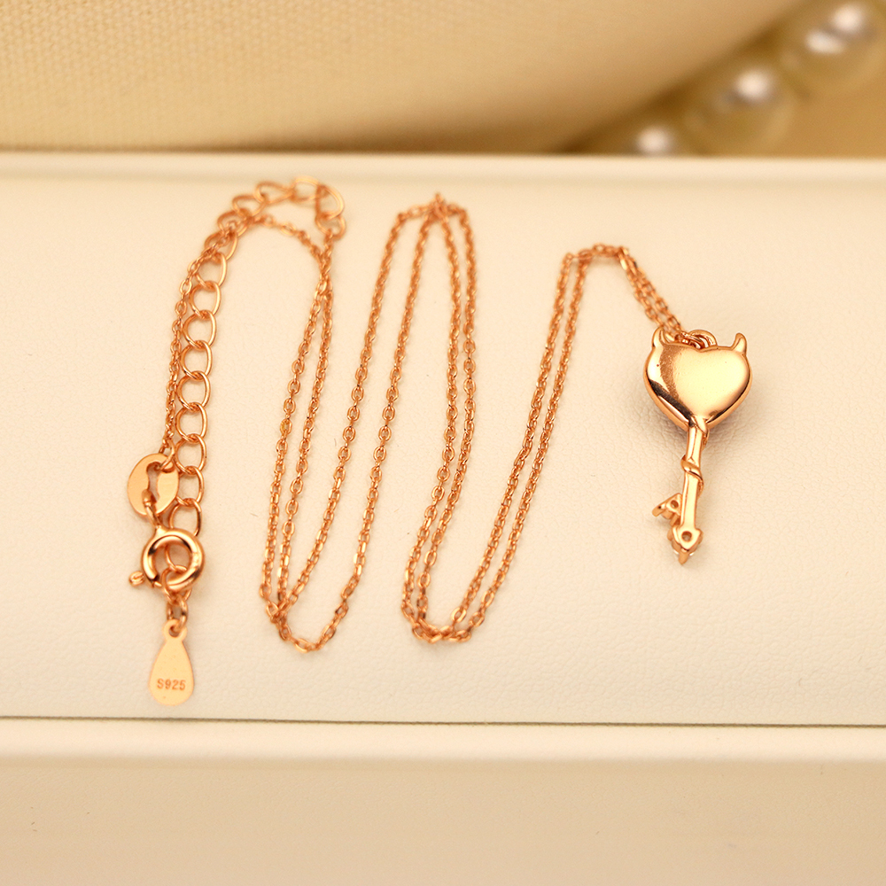 S925 Sterling Silver Demon Heart Key Necklace for Women