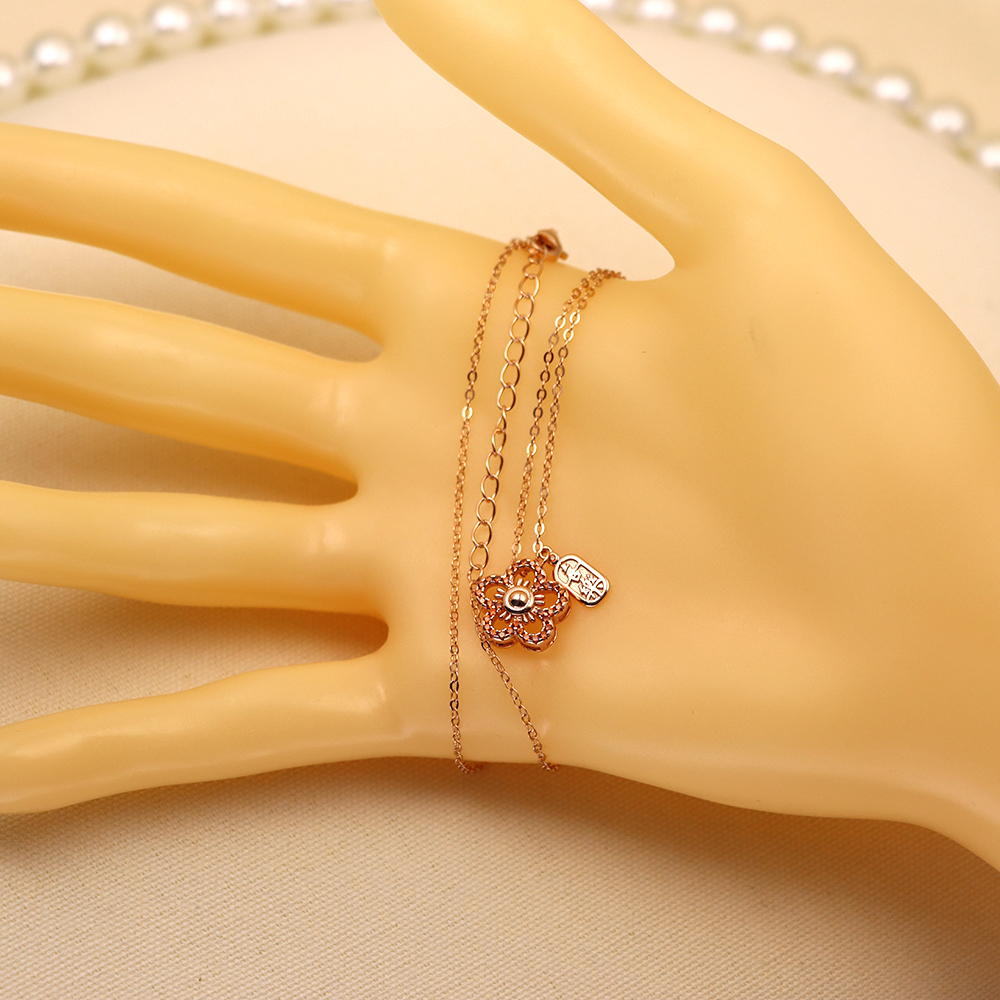 S925 Silver Necklace for Women, Little Red Flower Collarbone Chain Jewelry