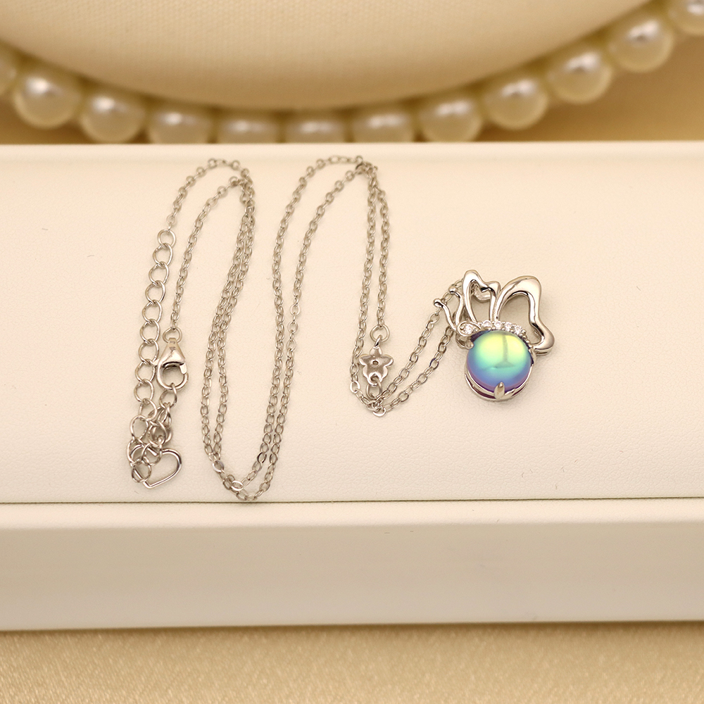 S925 Sterling Silver Moonstone Butterfly Necklace - Pastoral Style Insect Pendant, Dainty Daily Jewelry for Women