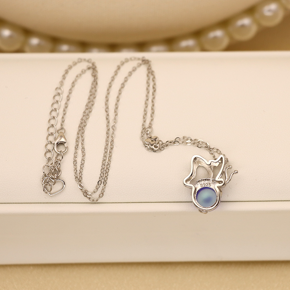 S925 Sterling Silver Moonstone Butterfly Necklace - Pastoral Style Insect Pendant, Dainty Daily Jewelry for Women