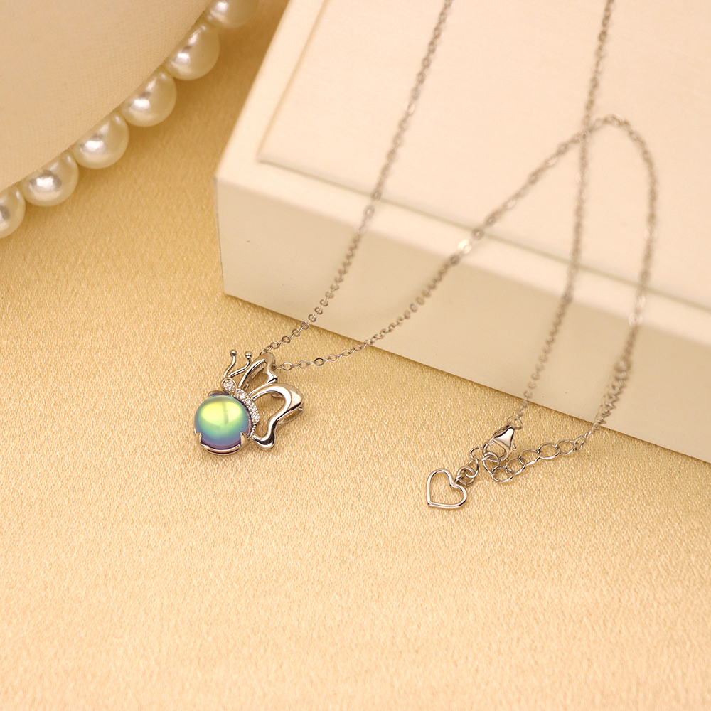 S925 Sterling Silver Moonstone Butterfly Necklace - Pastoral Style Insect Pendant, Dainty Daily Jewelry for Women