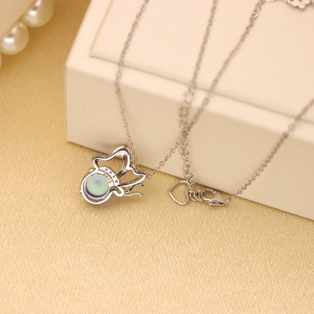 S925 Sterling Silver Moonstone Butterfly Necklace - Pastoral Style Insect Pendant, Dainty Daily Jewelry for Women