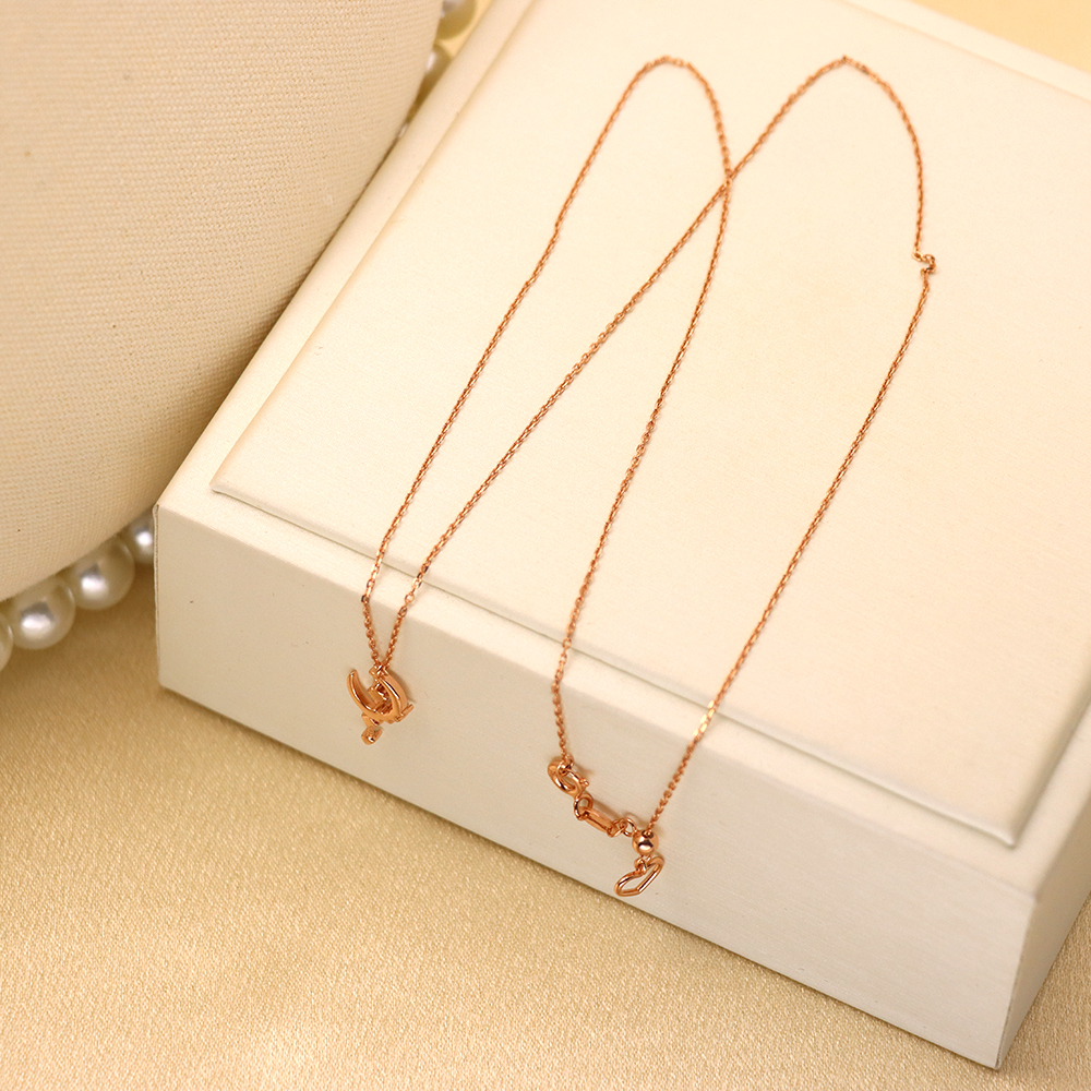 S925 Silver Magic Wand Pretty Girl Necklace, Rose Gold-plated with Diamonds