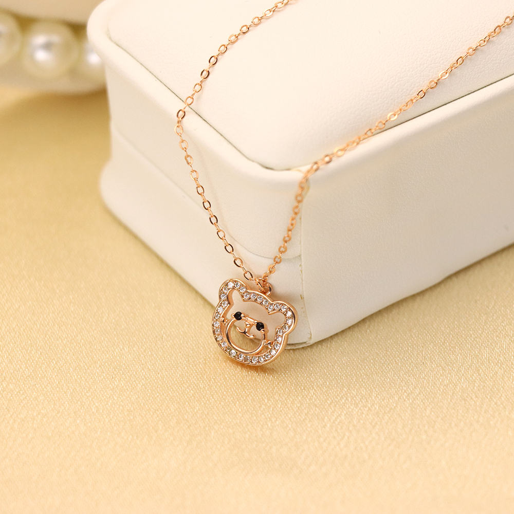 Bear Necklace, S925 Sterling Silver Collarbone Chain Pendant Ornament for Women