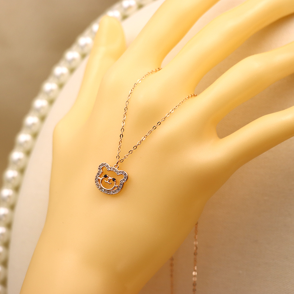 Bear Necklace, S925 Sterling Silver Collarbone Chain Pendant Ornament for Women