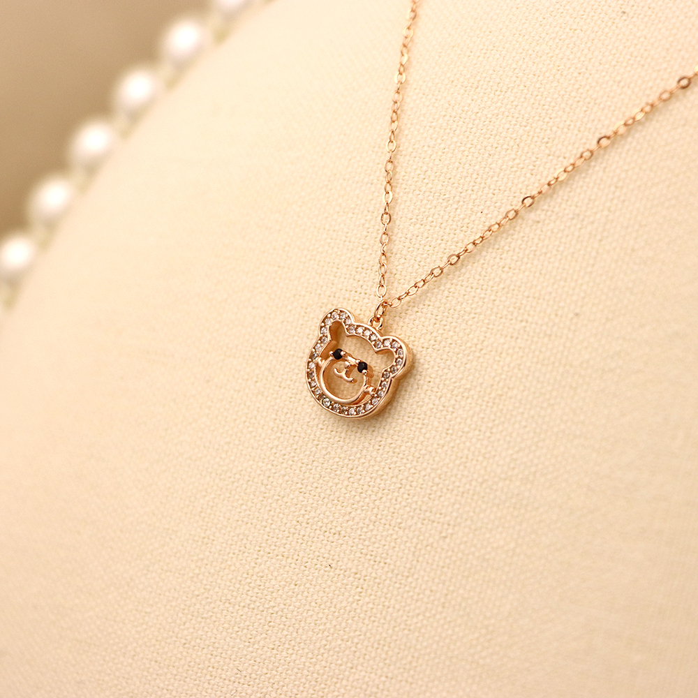 Bear Necklace, S925 Sterling Silver Collarbone Chain Pendant Ornament for Women