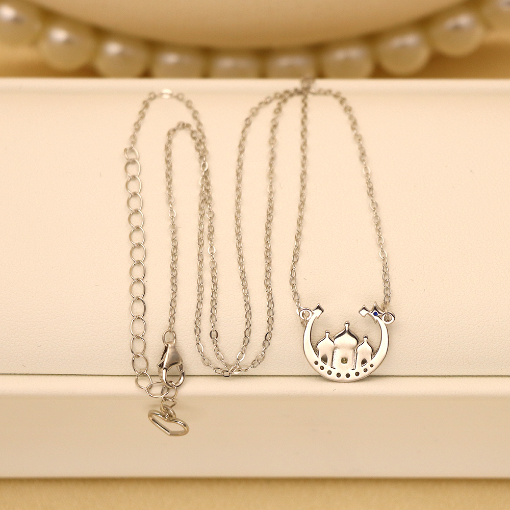 S925 Sterling Silver Star - Moon Castle Necklace - Fantasy Design, Dainty Daily Jewelry for Women