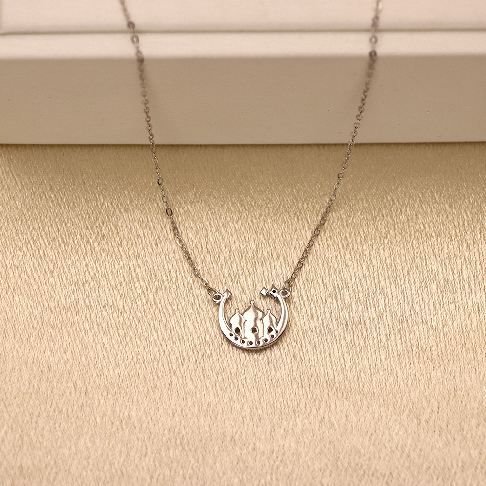 S925 Sterling Silver Star - Moon Castle Necklace - Fantasy Design, Dainty Daily Jewelry for Women