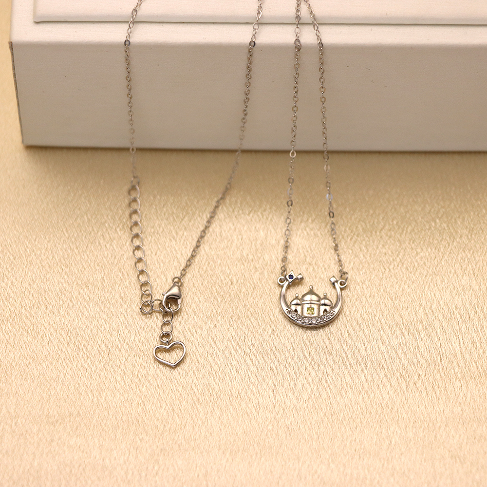 S925 Sterling Silver Star - Moon Castle Necklace - Fantasy Design, Dainty Daily Jewelry for Women