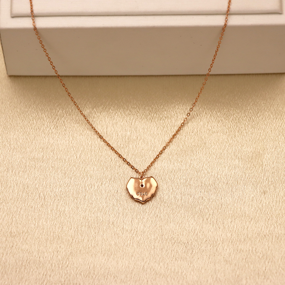 S925 Sterling Silver Rose Heart Necklace for Women, Collarbone Pendant
