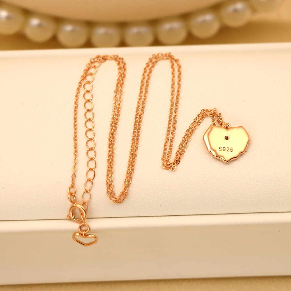 S925 Sterling Silver Rose Heart Necklace for Women, Collarbone Pendant
