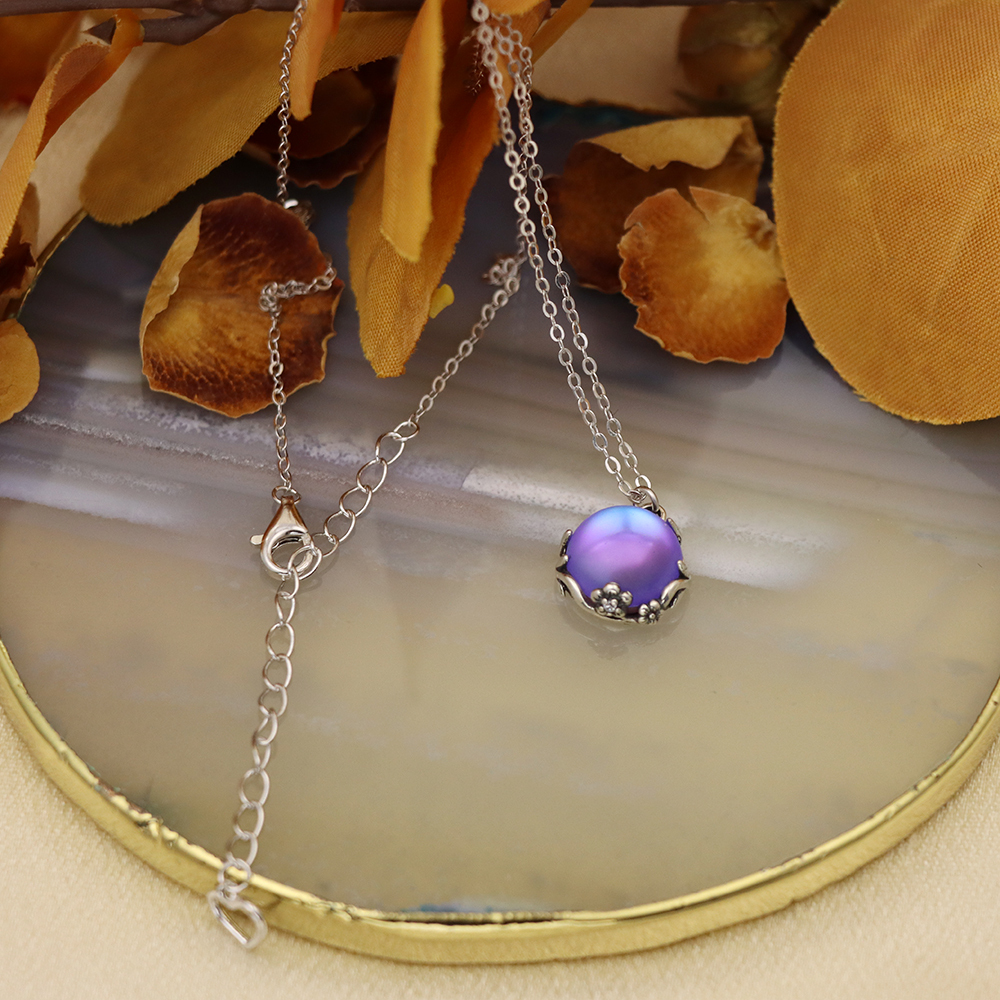 S925 Sterling Silver Plum Blossom and Moonstone Collarbone Chain