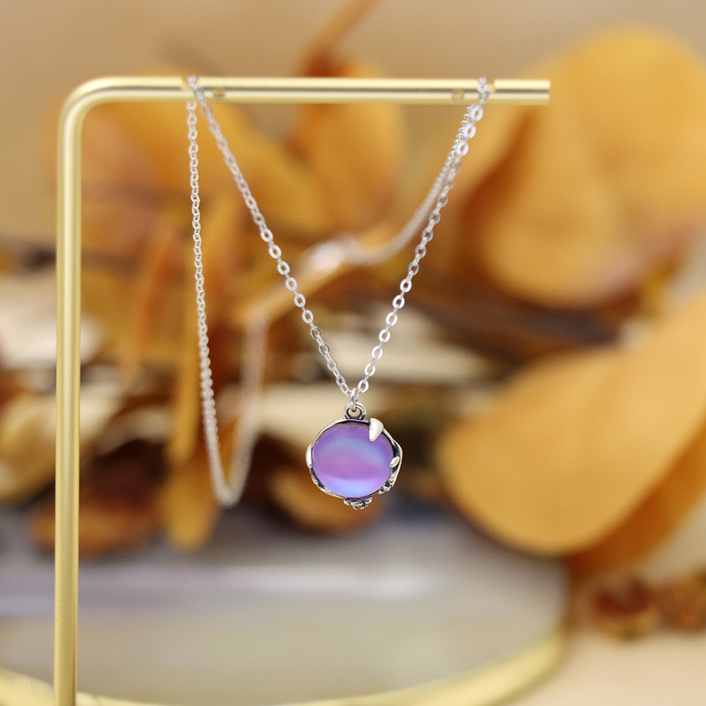 S925 Sterling Silver Plum Blossom and Moonstone Collarbone Chain