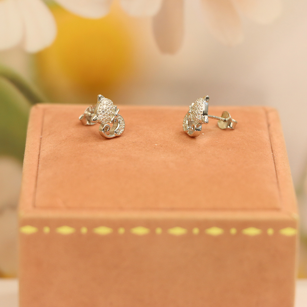 S925 Sterling Silver Cute Kitty Stud Earrings - Sweet & Charming Animal Jewelry for Women