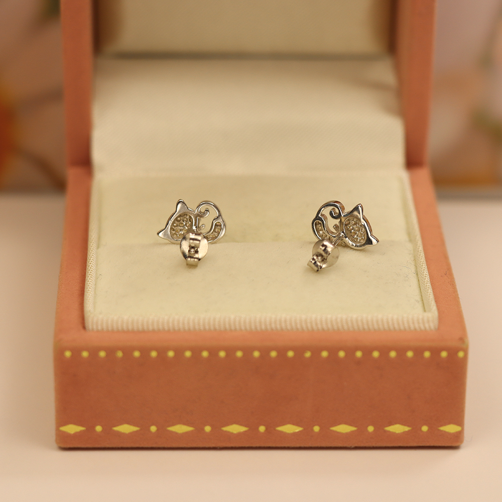 S925 Sterling Silver Cute Kitty Stud Earrings - Sweet & Charming Animal Jewelry for Women
