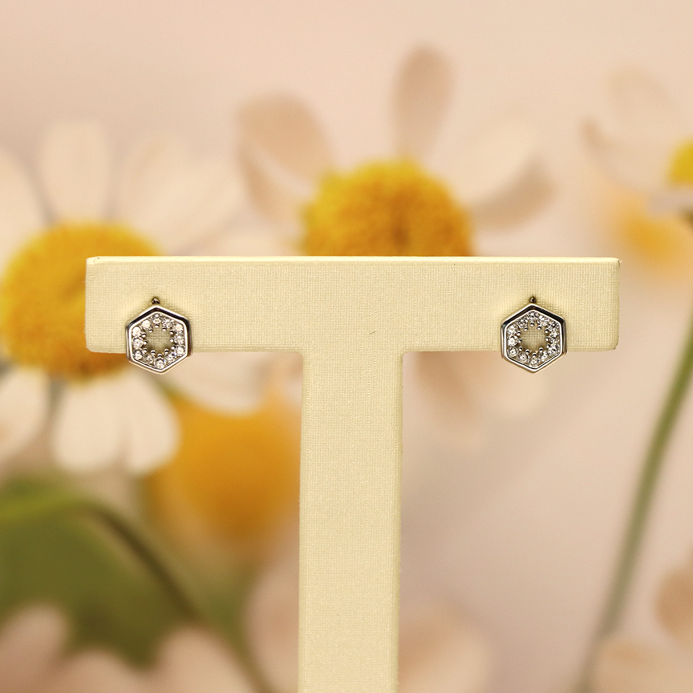 S925 Sterling Silver Rhombus Stud Earrings for Women - Hollow & Exquisite Design, High - End Daily Jewelry