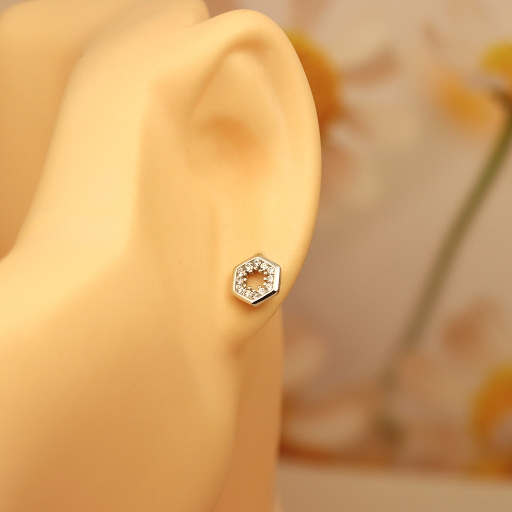 S925 Sterling Silver Rhombus Stud Earrings for Women - Hollow & Exquisite Design, High - End Daily Jewelry