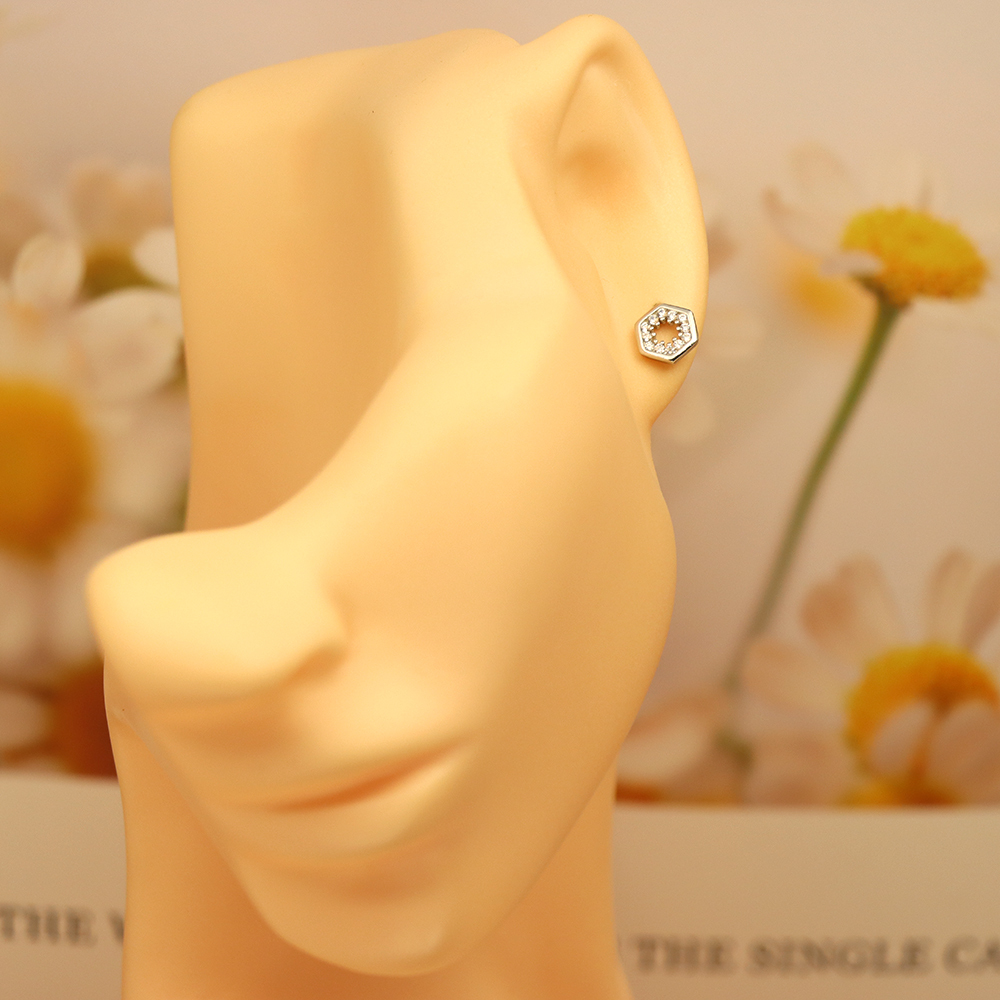 S925 Sterling Silver Rhombus Stud Earrings for Women - Hollow & Exquisite Design, High - End Daily Jewelry
