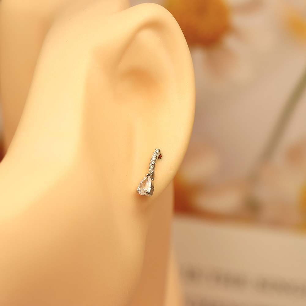 S925 Sterling Silver Earrings with Full - Cut Diamond Inlays - Sparkling and Elegant Daily Jewelry for Women