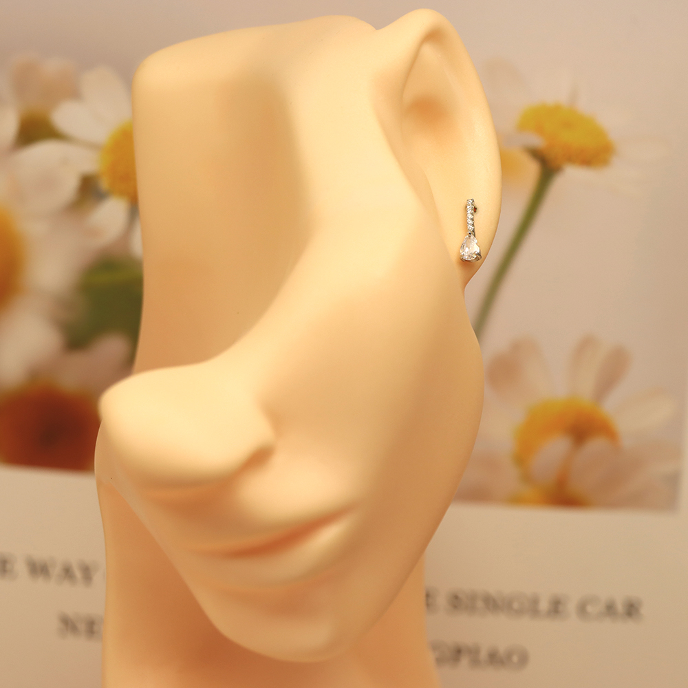 S925 Sterling Silver Earrings with Full - Cut Diamond Inlays - Sparkling and Elegant Daily Jewelry for Women