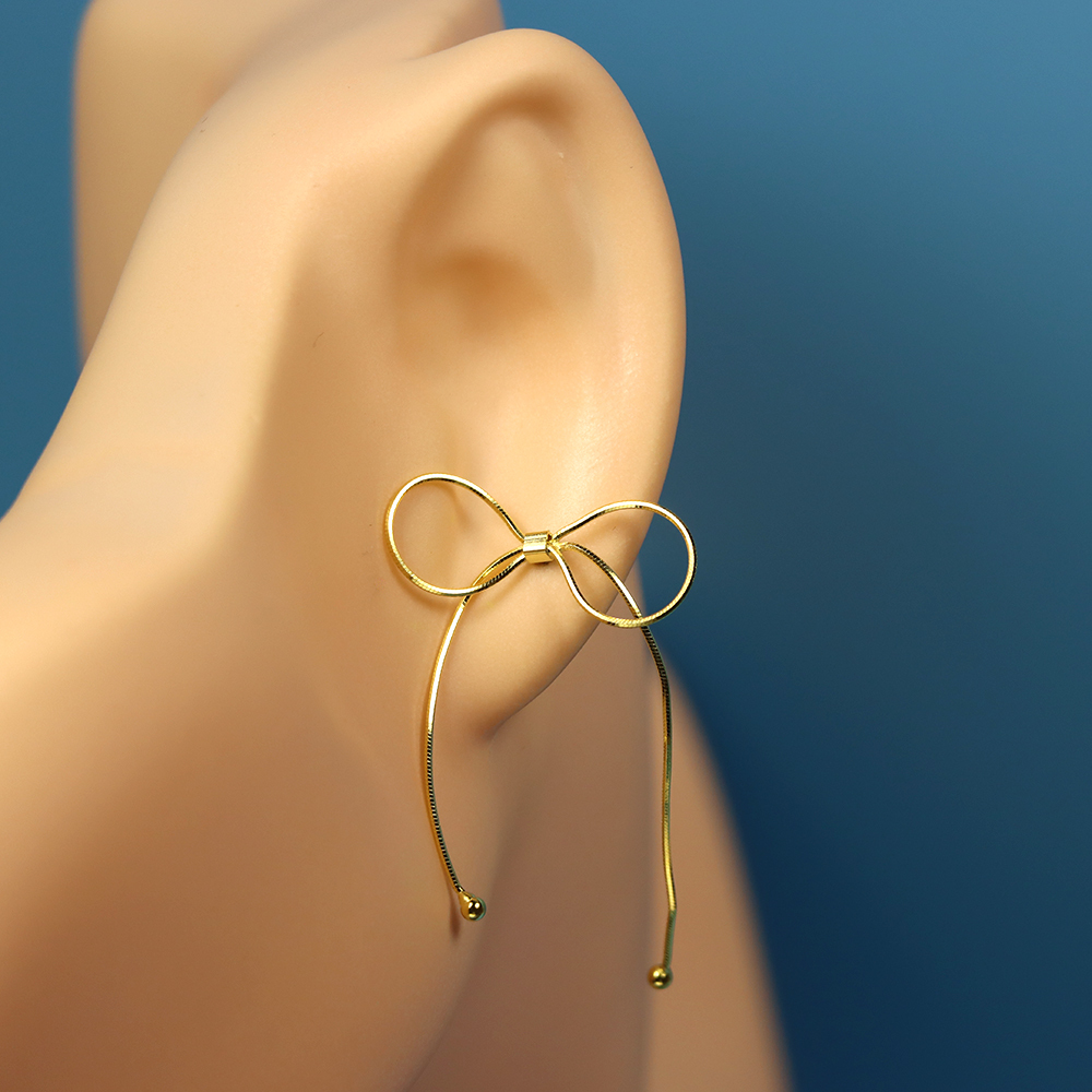 S925 Silver Bow-shaped Earrings for Women, Fashionable Ear Ornaments