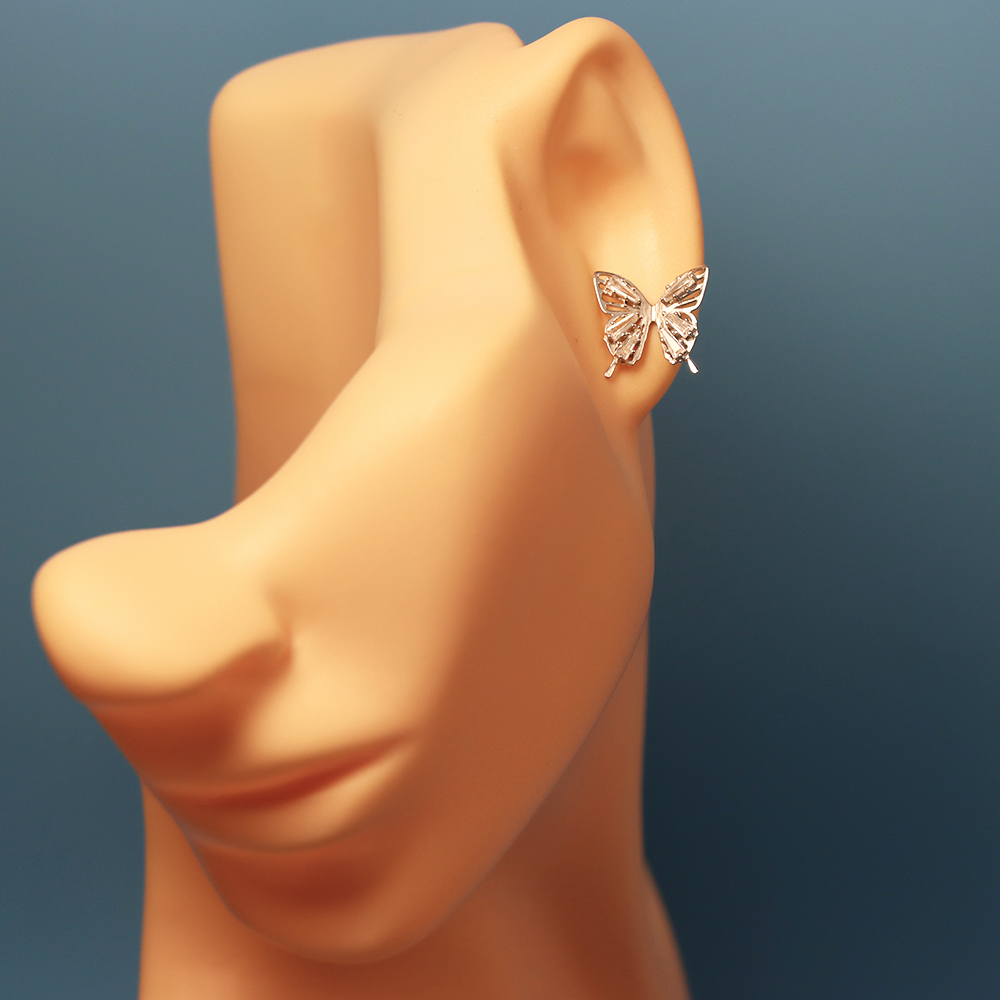 S925 Sterling Silver Cubic Zirconia Butterfly-shaped Stud Earrings for Women