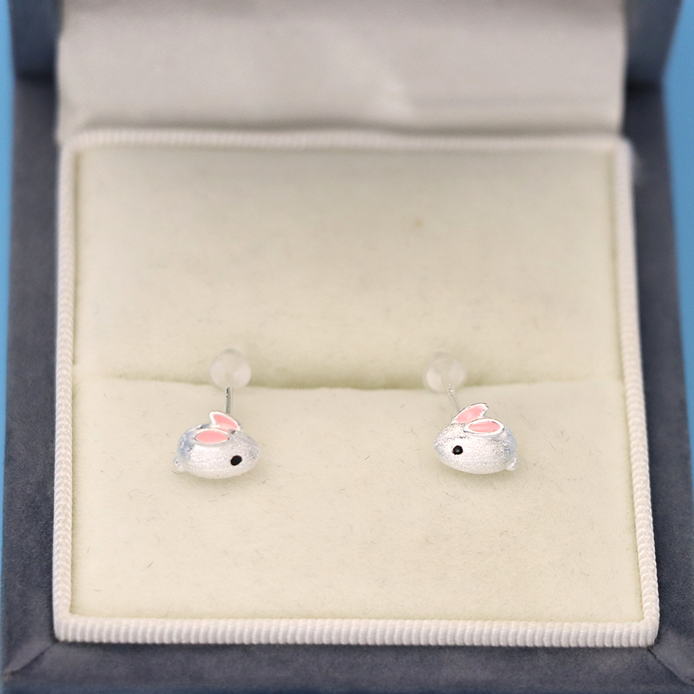 S925 Sterling Silver Little Rabbit-shaped Stud Earrings for Women