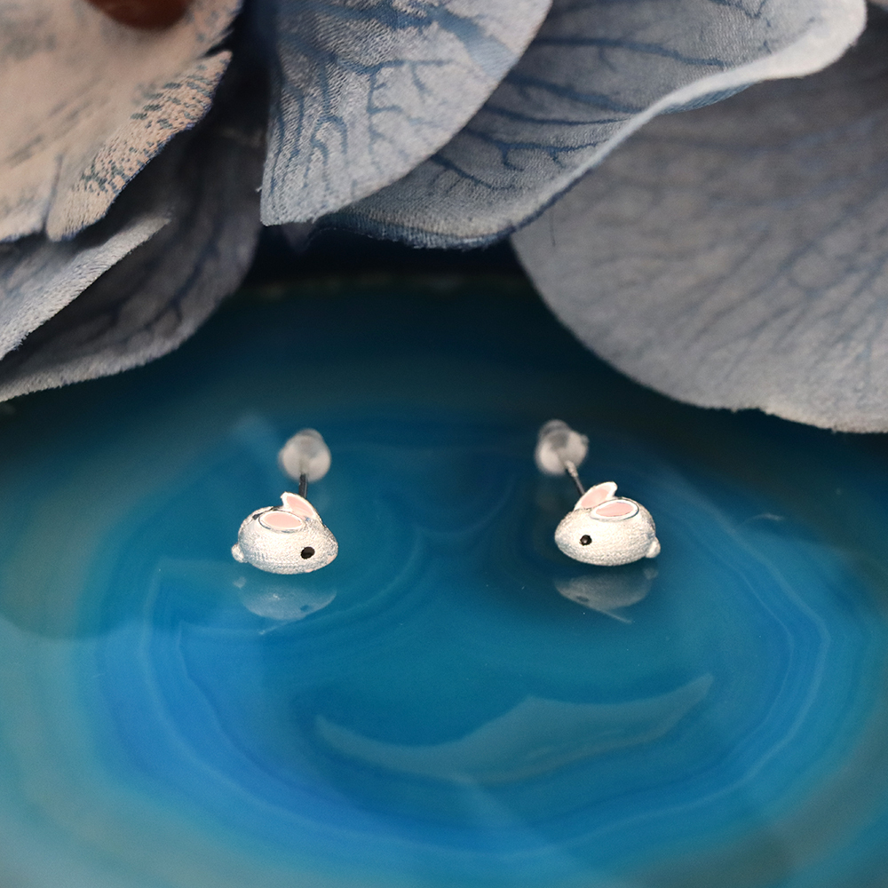 S925 Sterling Silver Little Rabbit-shaped Stud Earrings for Women