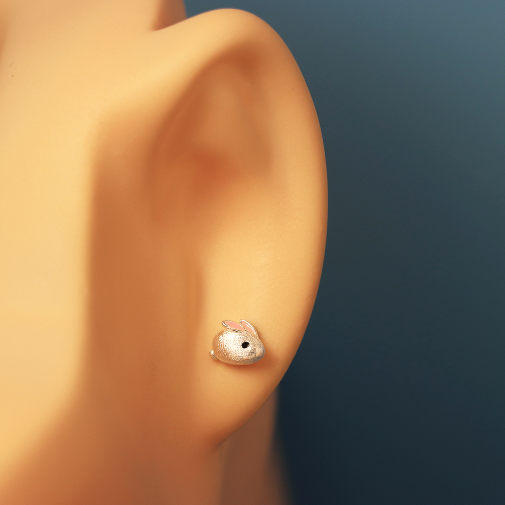 S925 Sterling Silver Little Rabbit-shaped Stud Earrings for Women