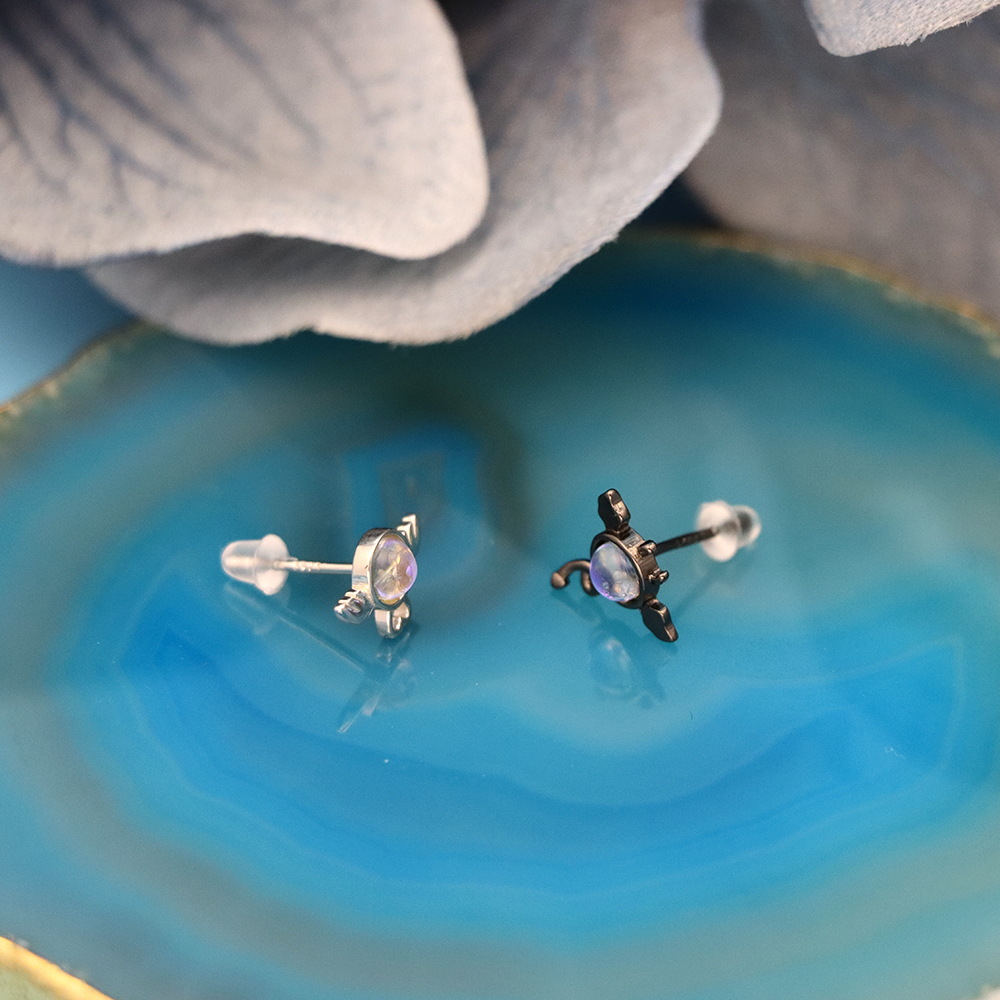 S925 Silver Angel and Demon-shaped Stud Earrings for Women, Gradient Earrings