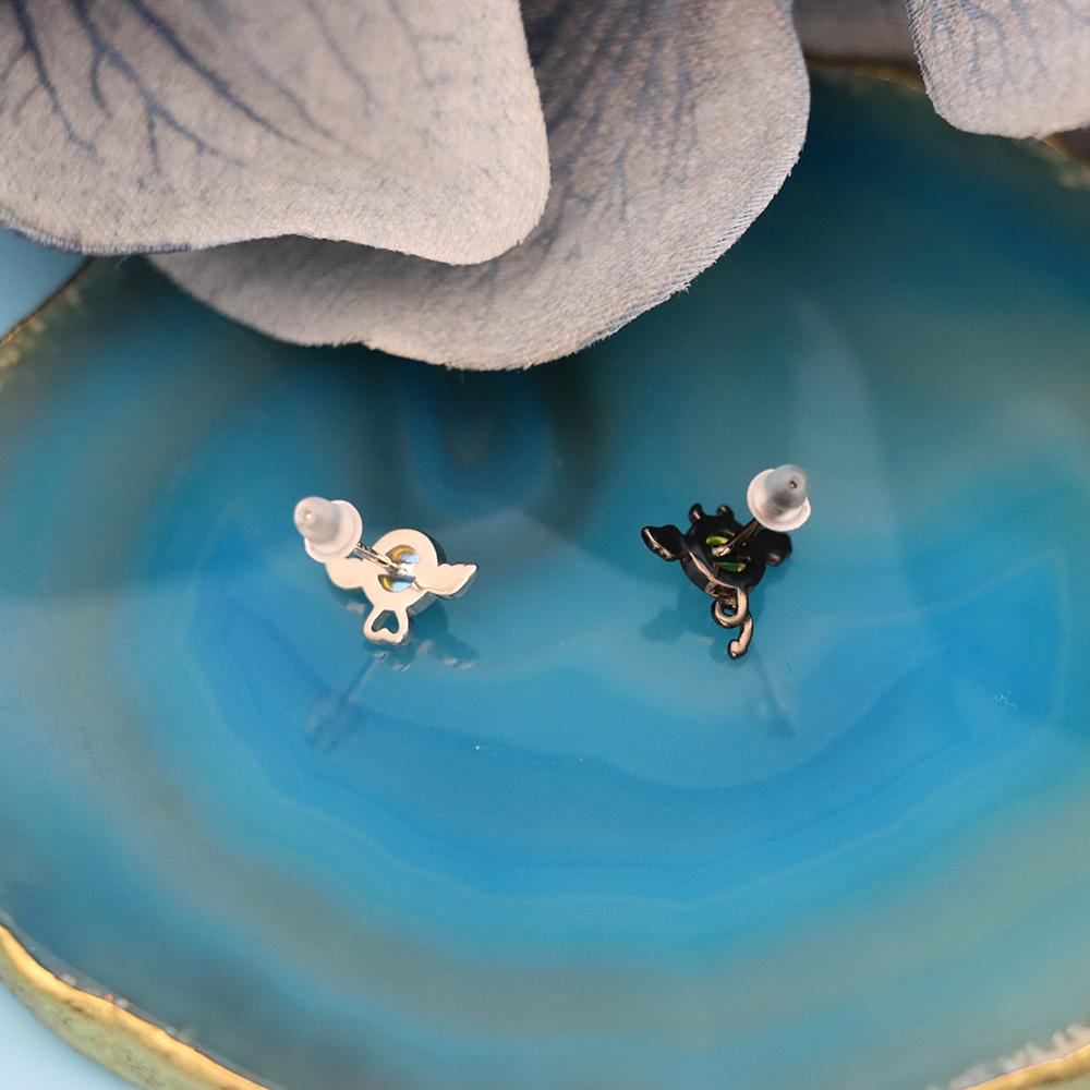 S925 Silver Angel and Demon-shaped Stud Earrings for Women, Gradient Earrings