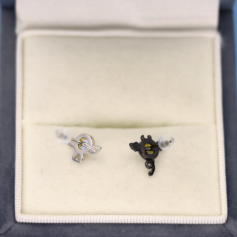 S925 Silver Angel and Demon-shaped Stud Earrings for Women, Gradient Earrings