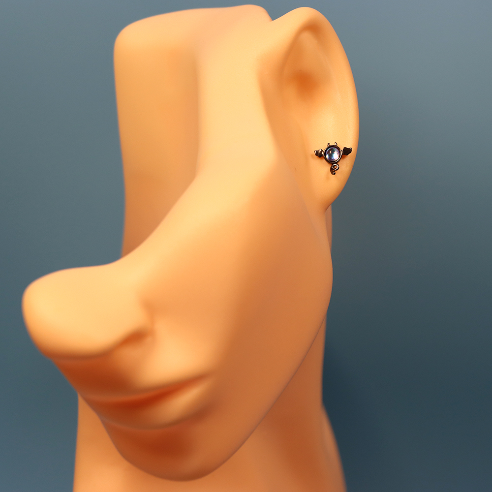 S925 Silver Angel and Demon-shaped Stud Earrings for Women, Gradient Earrings