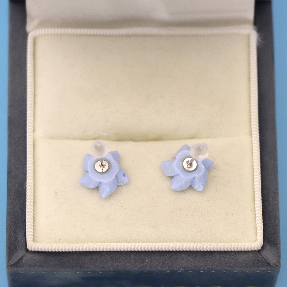 S925 Sterling Silver Blue Camellia-shaped Stud Earrings for Women