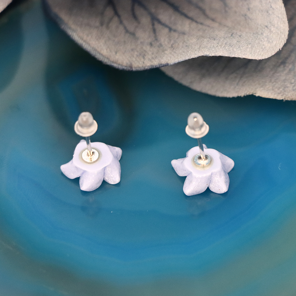 S925 Sterling Silver Blue Camellia-shaped Stud Earrings for Women