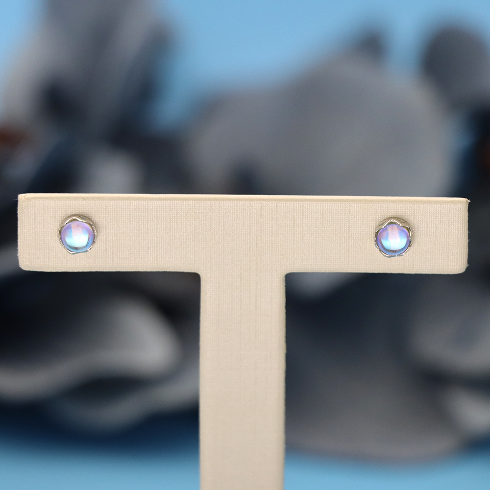 S925 Sterling Silver Moonstone-inlaid Stud Earrings for Women