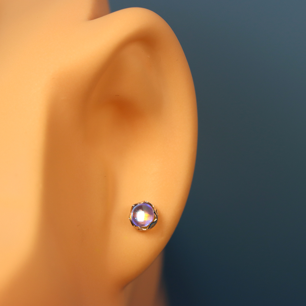 S925 Sterling Silver Moonstone-inlaid Stud Earrings for Women