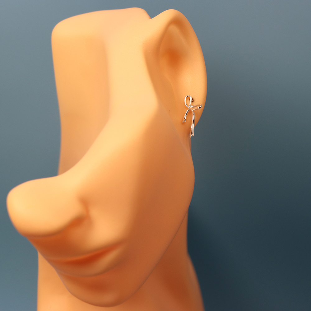 S925 Sterling Silver Bow-shaped Stud Earrings for Women
