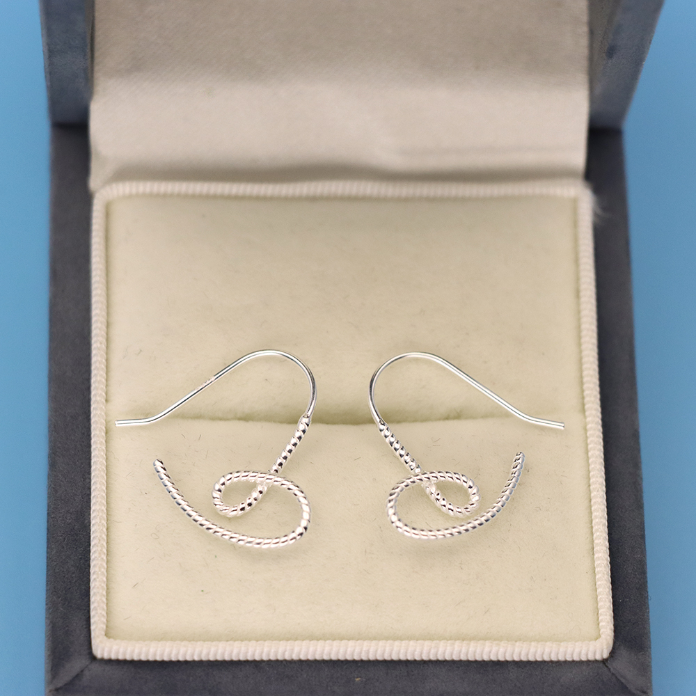 S925 Silver Twisted Heart-shaped Ear Hooks for Women