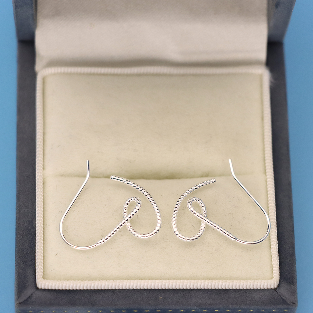 S925 Silver Twisted Heart-shaped Ear Hooks for Women