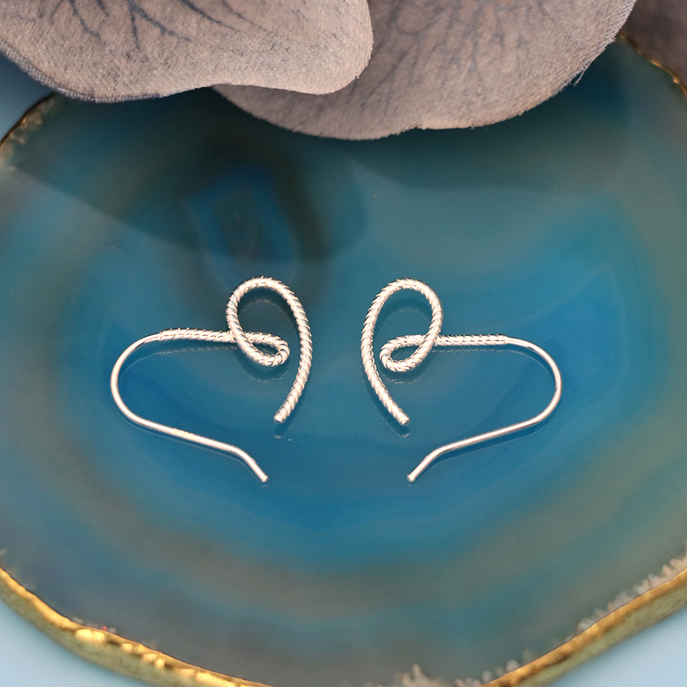 S925 Silver Twisted Heart-shaped Ear Hooks for Women