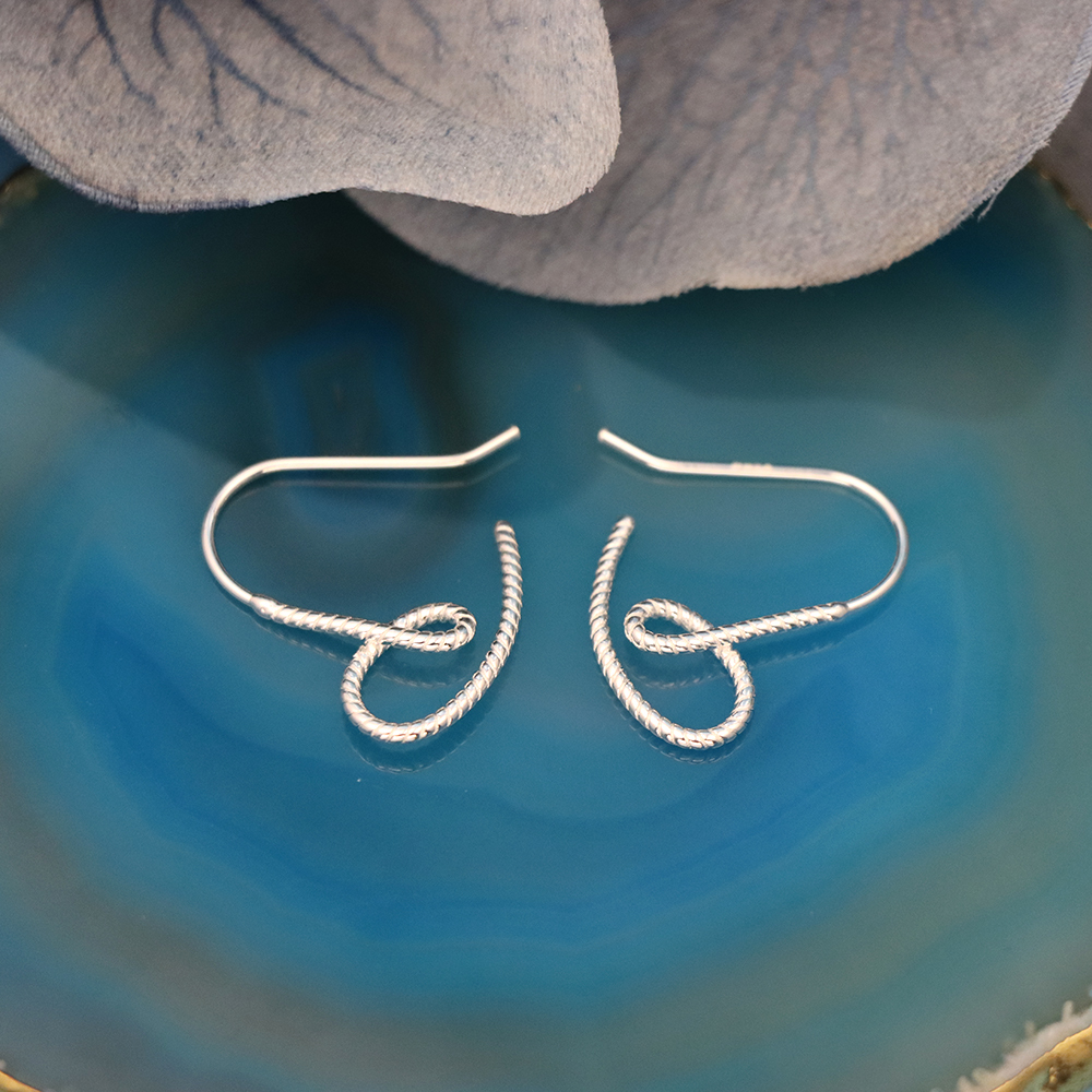 S925 Silver Twisted Heart-shaped Ear Hooks for Women