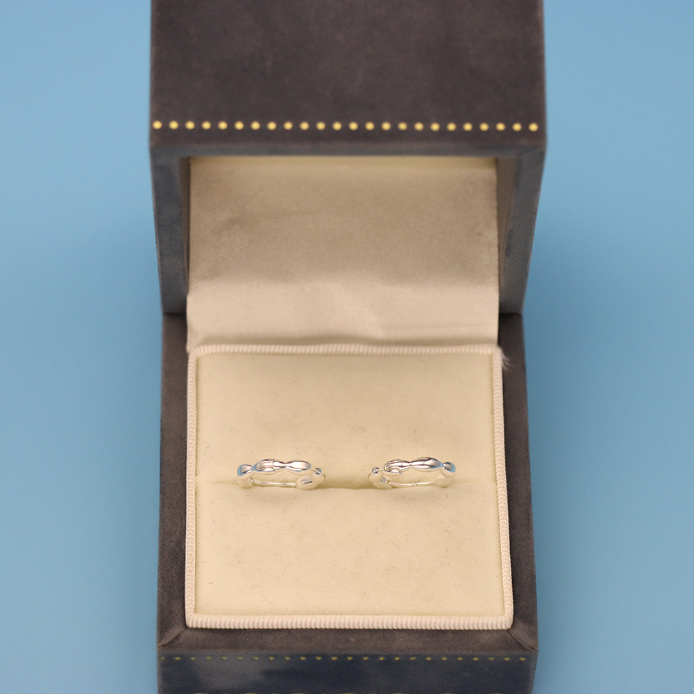 S925 Sterling Silver Simple Hoop Earrings with Rice-shaped and Olive-shaped Bead