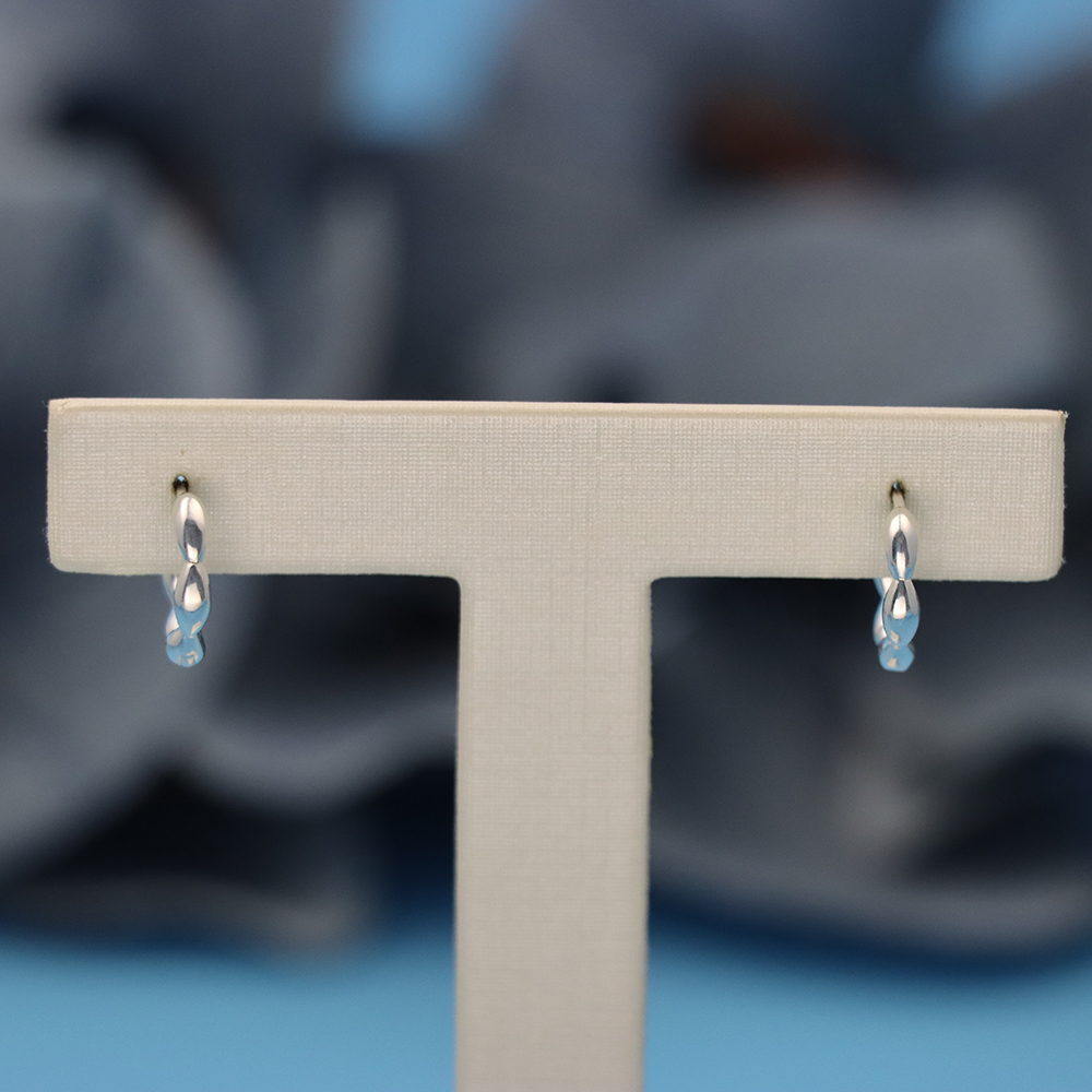 S925 Sterling Silver Simple Hoop Earrings with Rice-shaped and Olive-shaped Bead