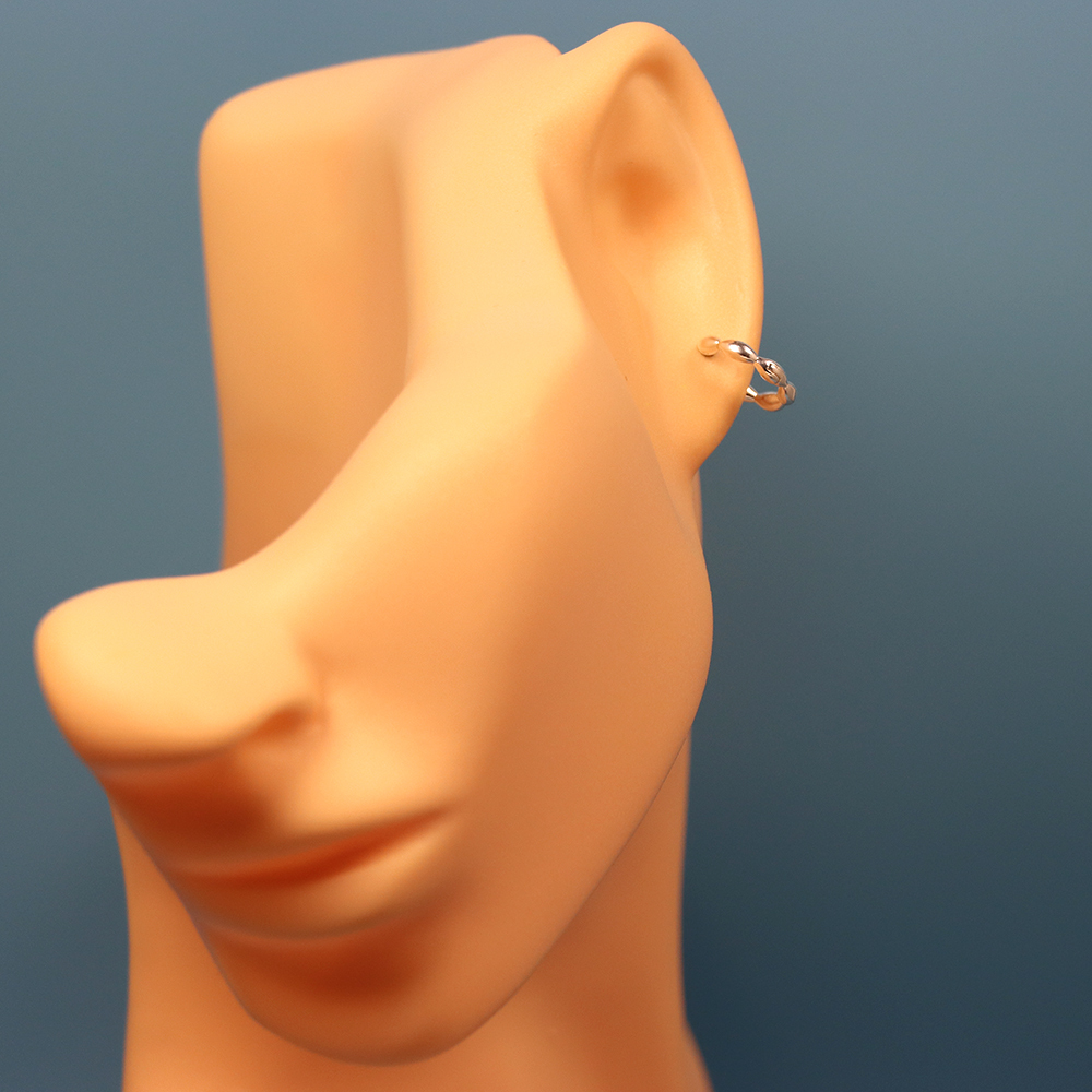 S925 Sterling Silver Simple Hoop Earrings with Rice-shaped and Olive-shaped Bead