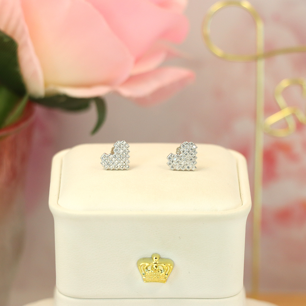 S925 Sterling Silver Heart - Shaped Earrings with Full - Cut Zirconia - Romantic and Dainty Jewelry for Women