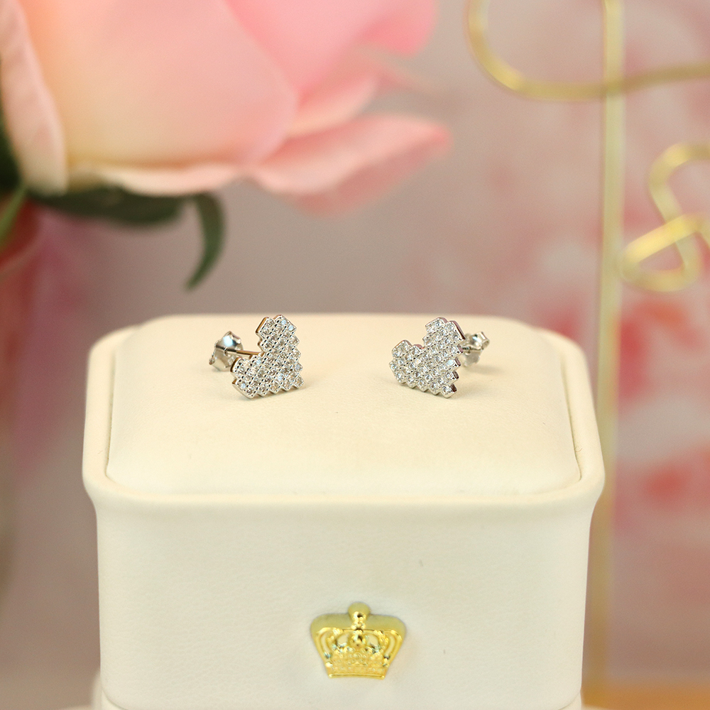 S925 Sterling Silver Heart - Shaped Earrings with Full - Cut Zirconia - Romantic and Dainty Jewelry for Women