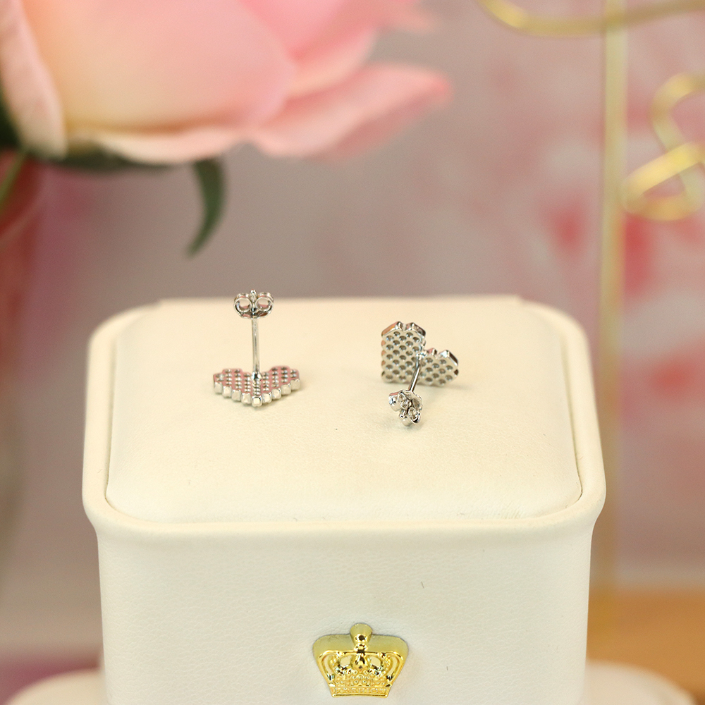 S925 Sterling Silver Heart - Shaped Earrings with Full - Cut Zirconia - Romantic and Dainty Jewelry for Women