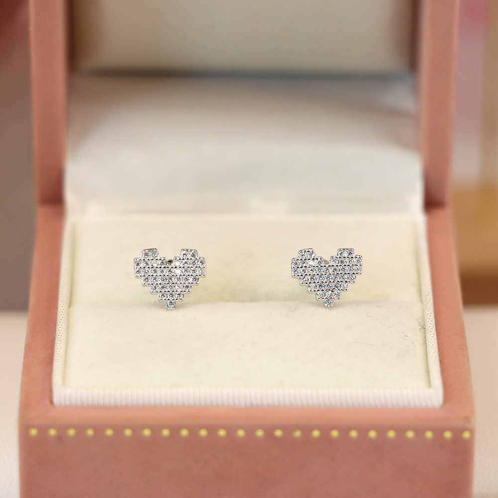 S925 Sterling Silver Heart - Shaped Earrings with Full - Cut Zirconia - Romantic and Dainty Jewelry for Women