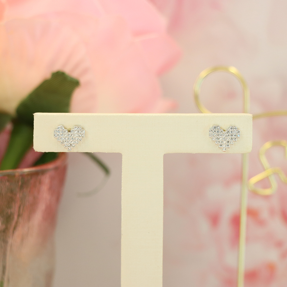 S925 Sterling Silver Heart - Shaped Earrings with Full - Cut Zirconia - Romantic and Dainty Jewelry for Women